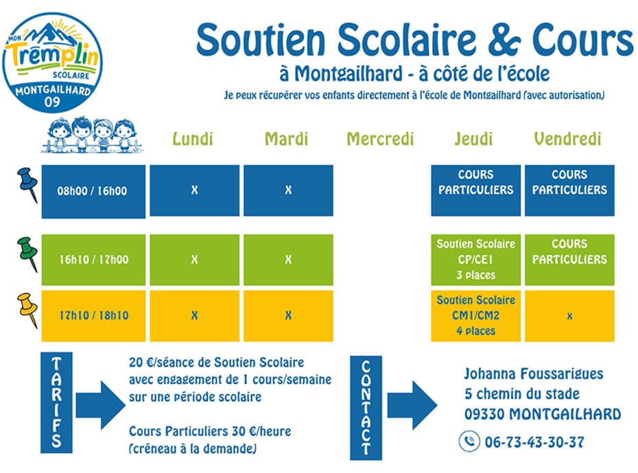 Mme FOUSSARIGUES soutien scolaire « mon tremplin scolaire »